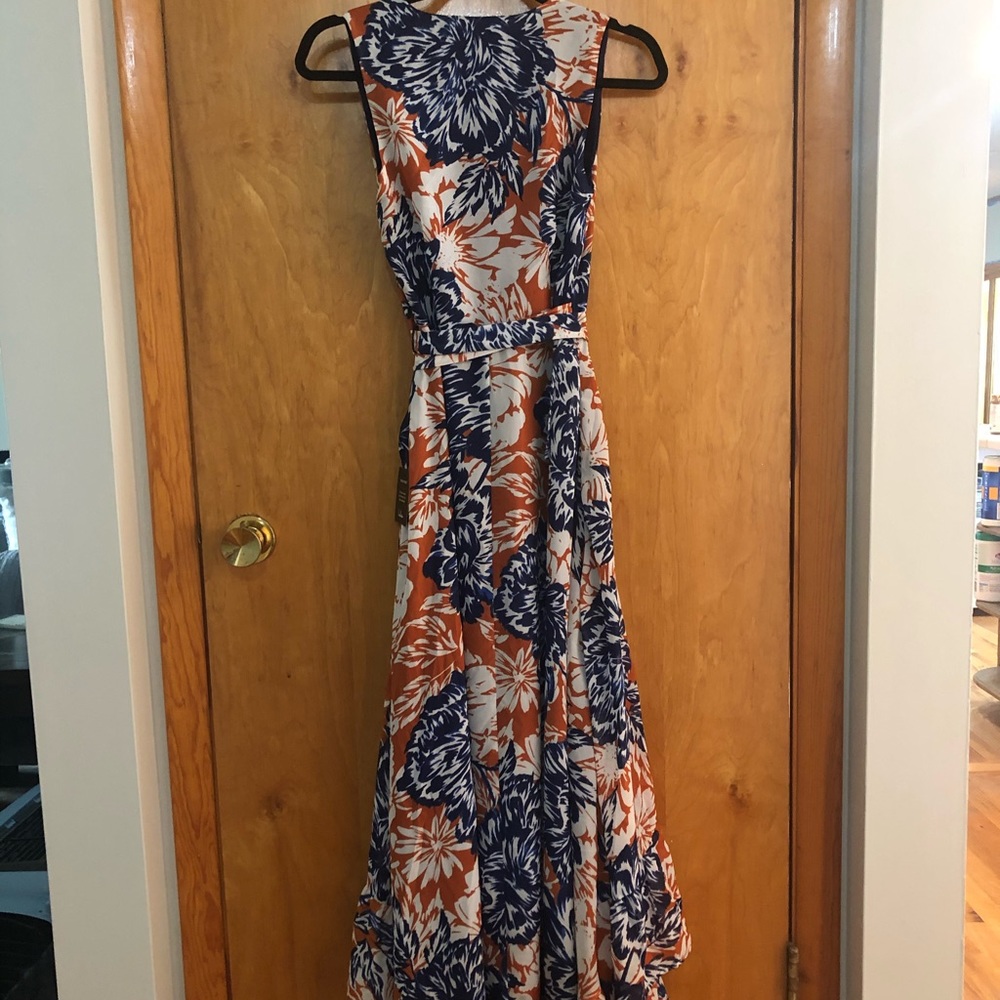 Lulu’s Orange Floral High-Low Wrap Dress 🧡💙 NWT - Picture 8 of 9